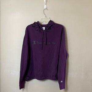 Champion Deep Purple Hoodie with Leopard Accents SZ XL